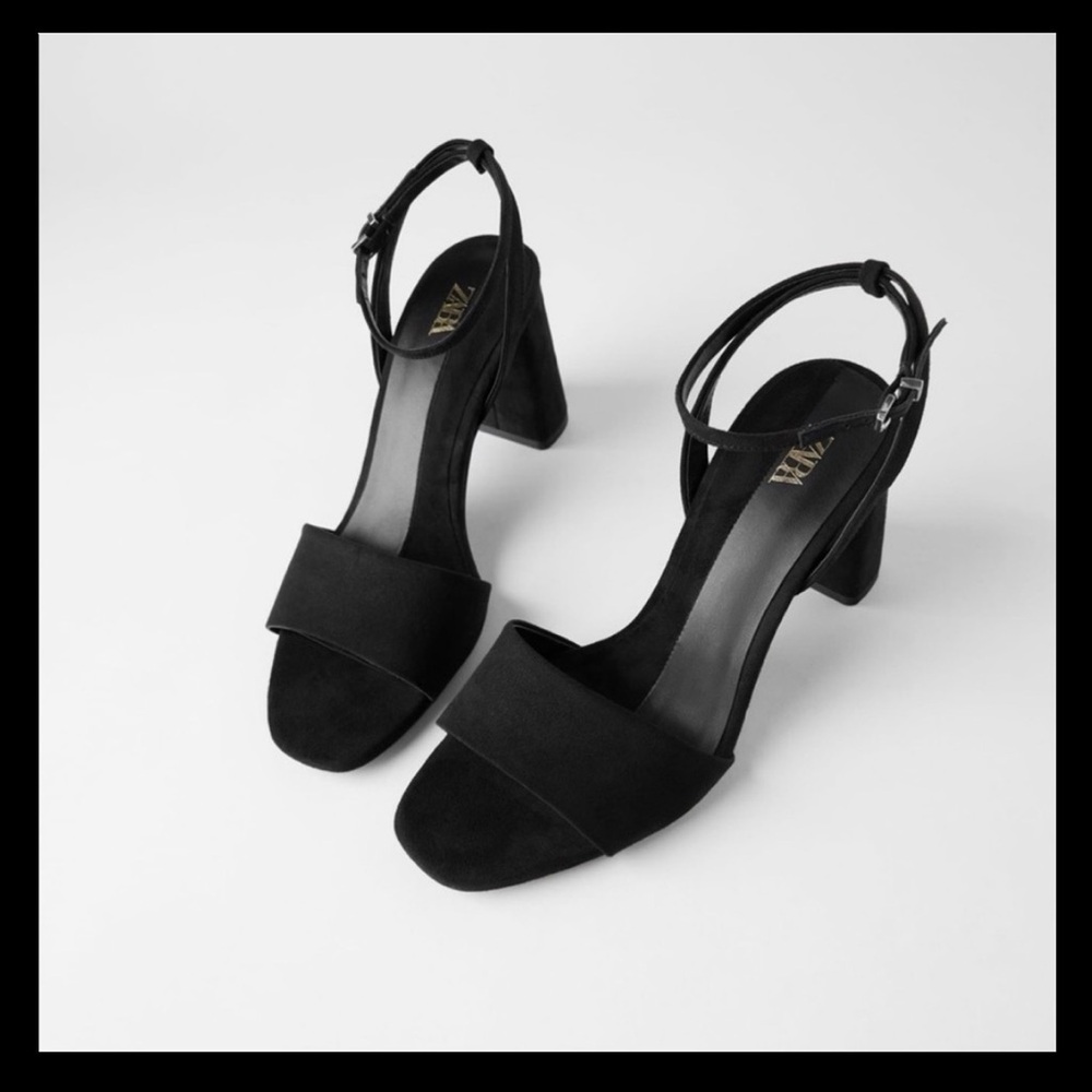 Zara Elegant Black Heeled Sandals